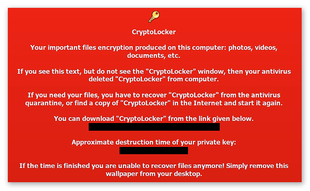 The CryptoLocker ransom note