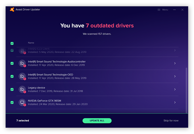 Using Avast Driver Updater to automatically update drivers