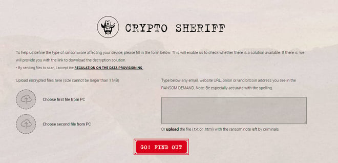 Je nach Typ der Ransomware, die Ihren PC infiziert hat, stellt Crypto Sheriff möglicherweise eine Entschlüsselungslösung bereit. 