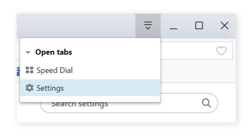 Accessing settings in Opera