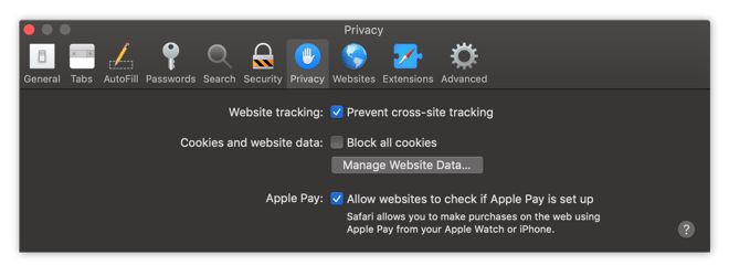 Managing cookies in macOS Safari