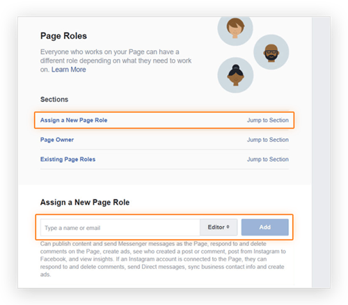 Screenshot showing the location of the 'Assign a New Page Role' option in the 'Page Roles' menu