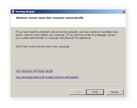 Beenden der Windows-Reparatur