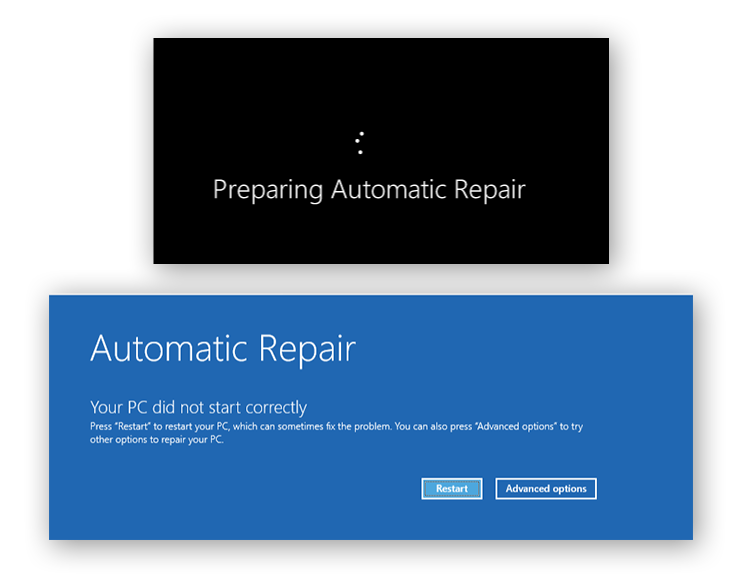 Preparing Windows Automatic Repair when recovering and resetting Windows passwords.