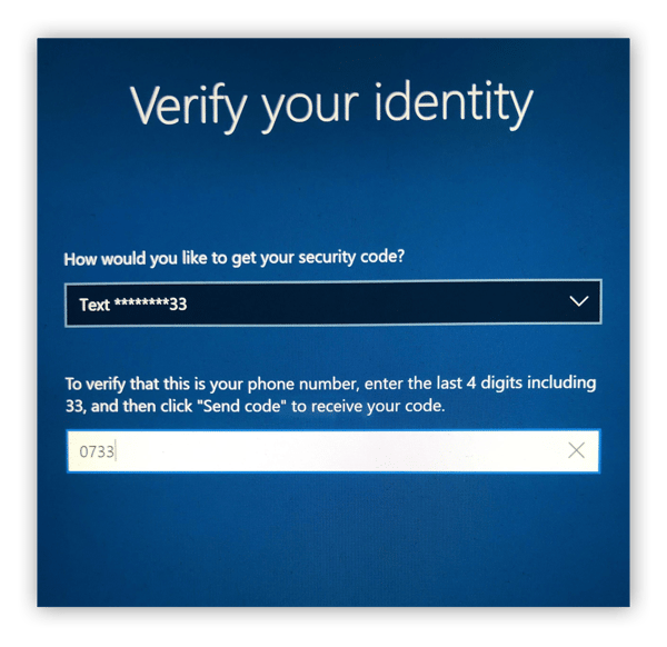 Verifying the users identity