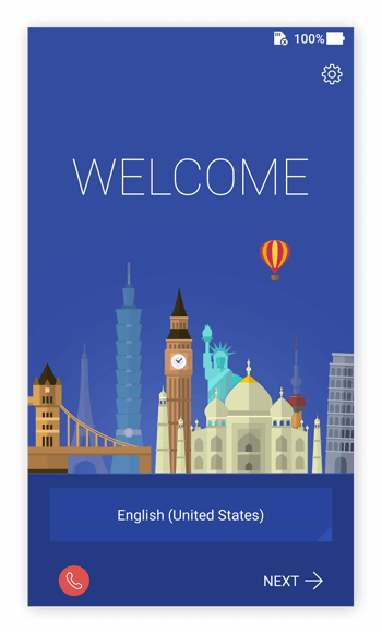The Welcome screen in Android 7.0 on an Asus phone