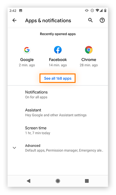 Opening up a problematic app to either force stop or alter its background settings in Android.