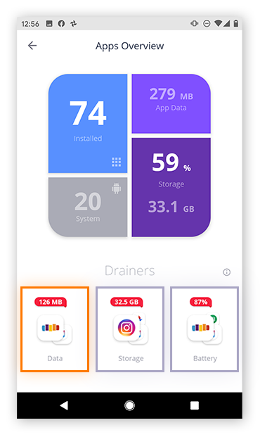 Viewing Apps Overview and the top resource-draining apps in Avast Cleanup
