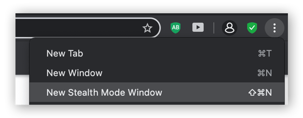 Öffnen eines Stealth-Modus-Fensters in Avast Secure Browser