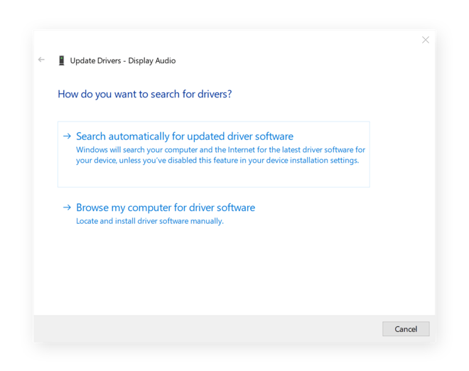 Browse for audio drivers