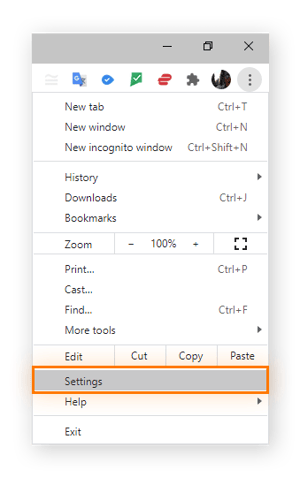 Para permitir pop-ups no Chrome, acesse as Configurações.
