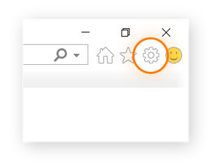 Capture d’écran montrant l’icône Outils dans le coin supérieur droit du navigateur Internet Explorer