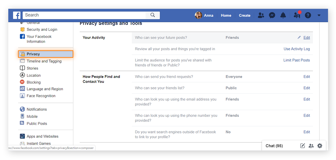 Select the "Privacy" page from the left of your "General Account Settings" page in order to view and modify who can see your Facebook posts.