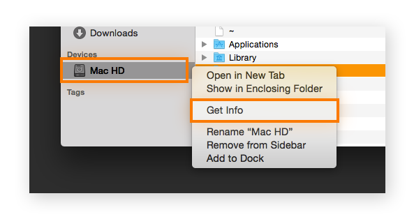 Un disque dur sélectionné dans l’application Finder de macOS.