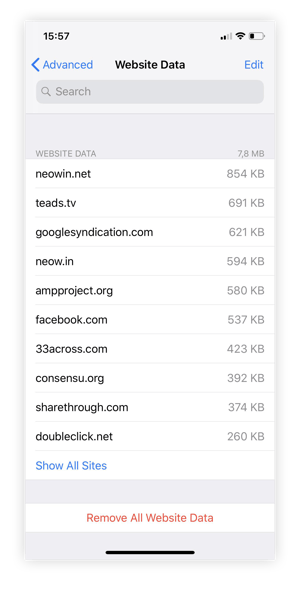 Safari cache and cookie management