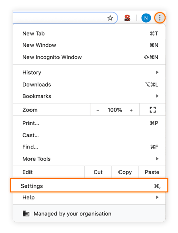 Opening up Settings in Google Chrome