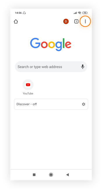 Highlighting the three vertical dots in Chrome
