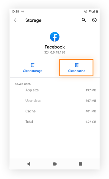 Clearing the app cache on Android 11.