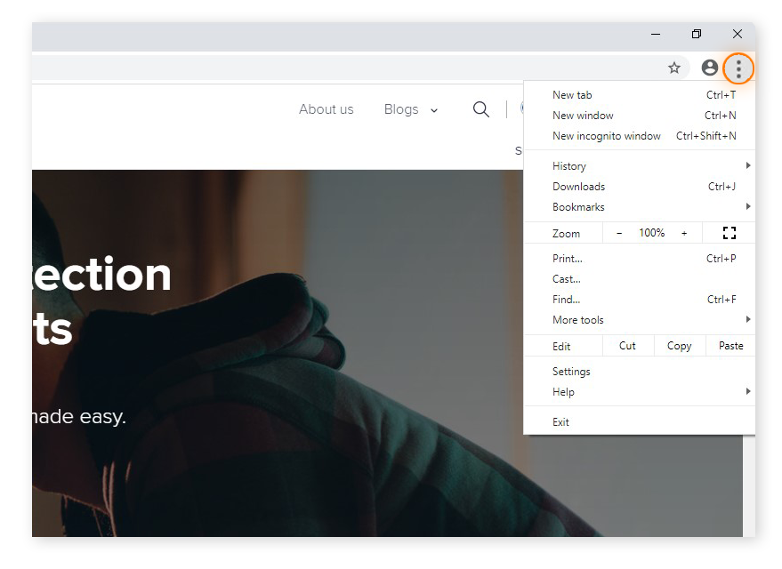 Opening the menu in Google Chrome for Windows 10