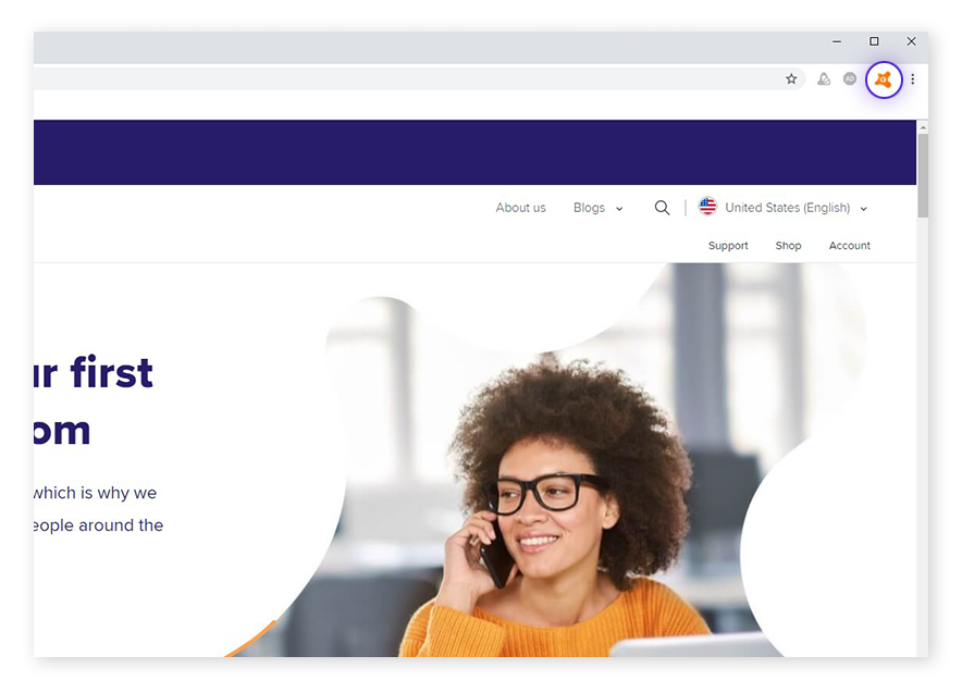 Opening the Security & Privacy Center in Avast Secure Browser for Windows 10