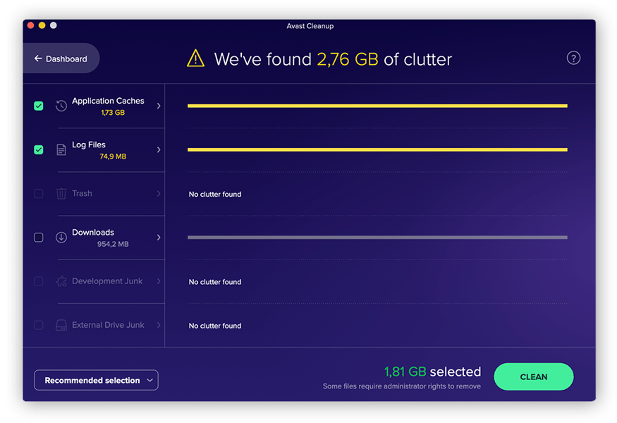Avast Cleanup removes clutter to free up space on your hard drive.