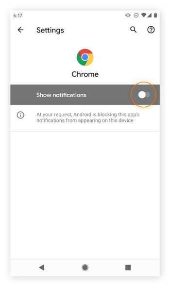 Blocage de toutes les notifications de Google Chrome sur Android.