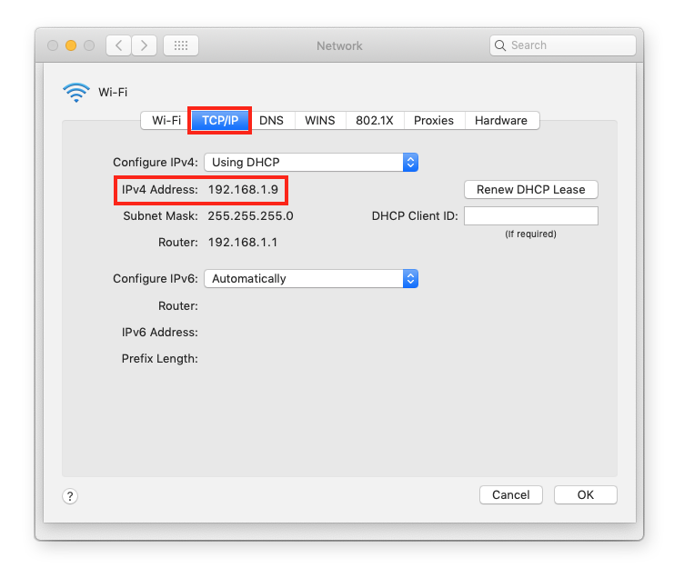 how to find ip address of macbook