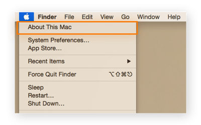 Opening up the Mac menu in macOS Catalina.