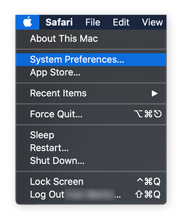 Opening the System Preferences in macOS