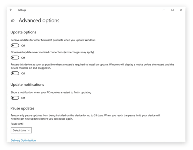  de avanserte alternativene For Windows Update I Windows 10