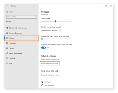  Editar la configuración del ratón en Windows 10