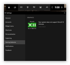 Sprawdzanie wersji DirectX za pomocą paska gier XBox w systemie Windows 10