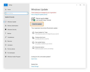 Überprüfen auf Software-Updates in Windows 10