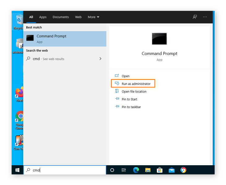 Ouverture de l’invite de commandes en tant qu’administrateur sous Windows 10
