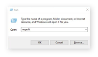  öppna registret från rutan Kör i Windows 10