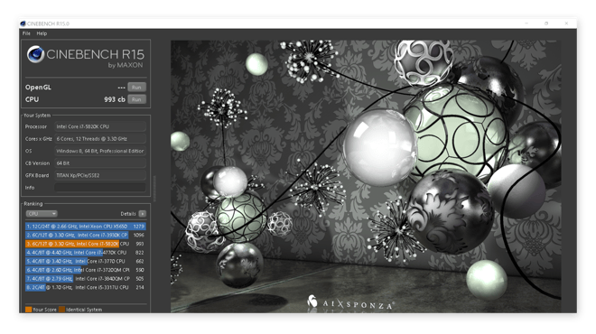 Cinebench results before overclocking