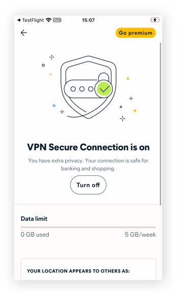 Avast One for iOS features a built-in VPN to protect your iPhone and encrypt your connection.