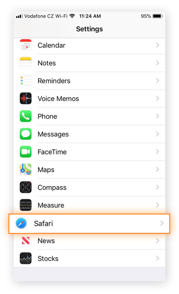 Le menu Réglages sous iOS 12.4