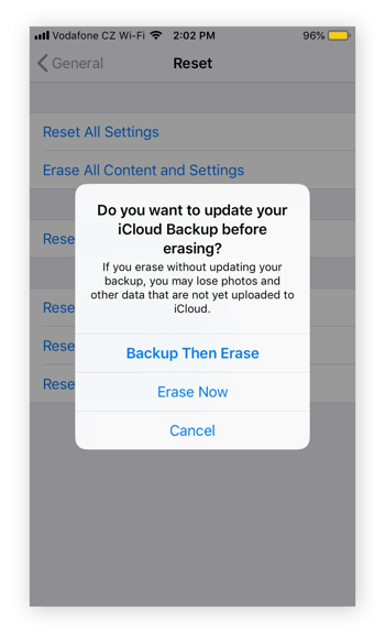 Borrar todo el contenido y los ajustes en iOS 12.4