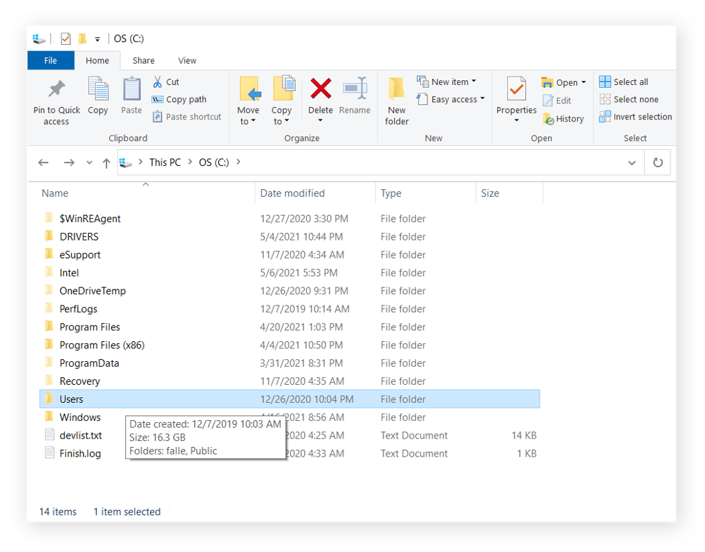 Find your "Users" folder from your C Drive and select your username.