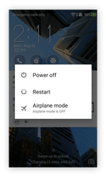 Desligar, reiniciar, e opções de modo de avião no Android 7