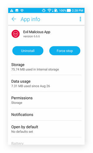 Uninstalling a potentially malicious app in Android 7