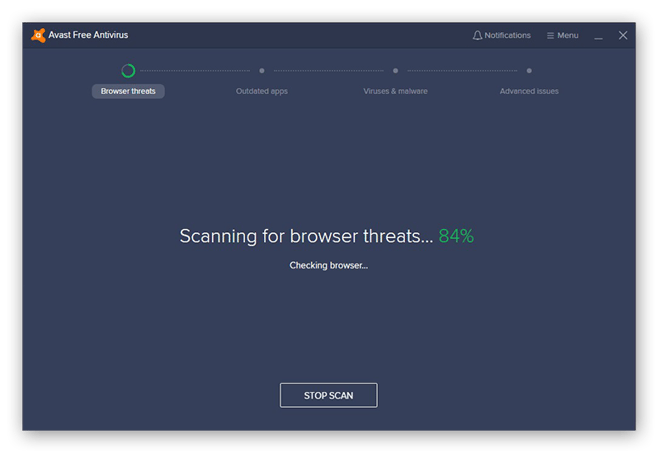 Performing a complete computer security scan with Avast Free Antivirus