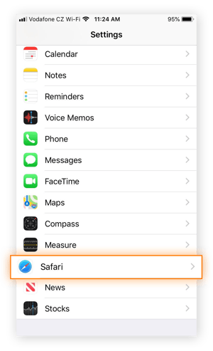 The Settings menu in iOS 12.4