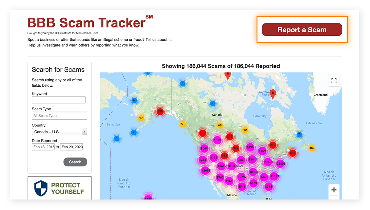 Vous pouvez signaler une escroquerie en utilisant le BBB Scam Tracker