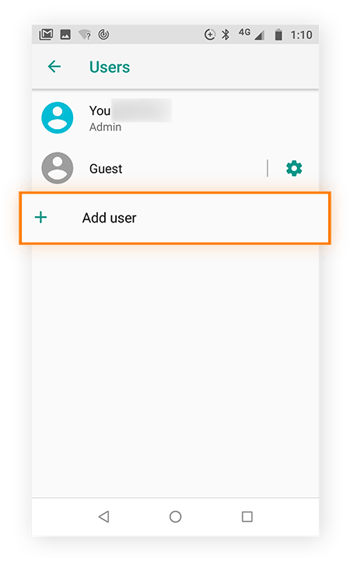 Page Utilisateurs avec menu des paramètres, option Ajouter un utilisateur en surbrillance.