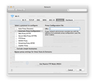 Iată cum să setați setările automate ale serverului proxy macOS.'s how to set macOS's automatic proxy server settings.