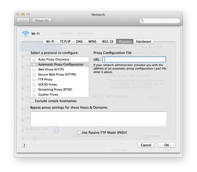 Here's how to set macOS's automatic proxy server settings.