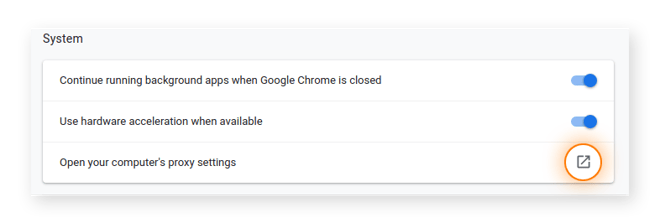 Set Chrome proxy server settings.