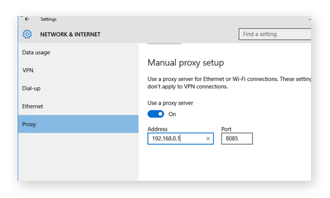 setați setările serverului proxy Edge.